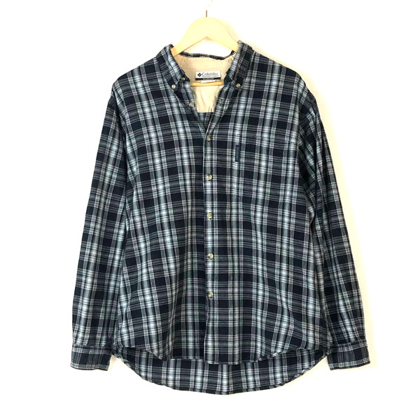 Columbia Button Down Plaid Shirt Blue size L - Picture 1 of 8